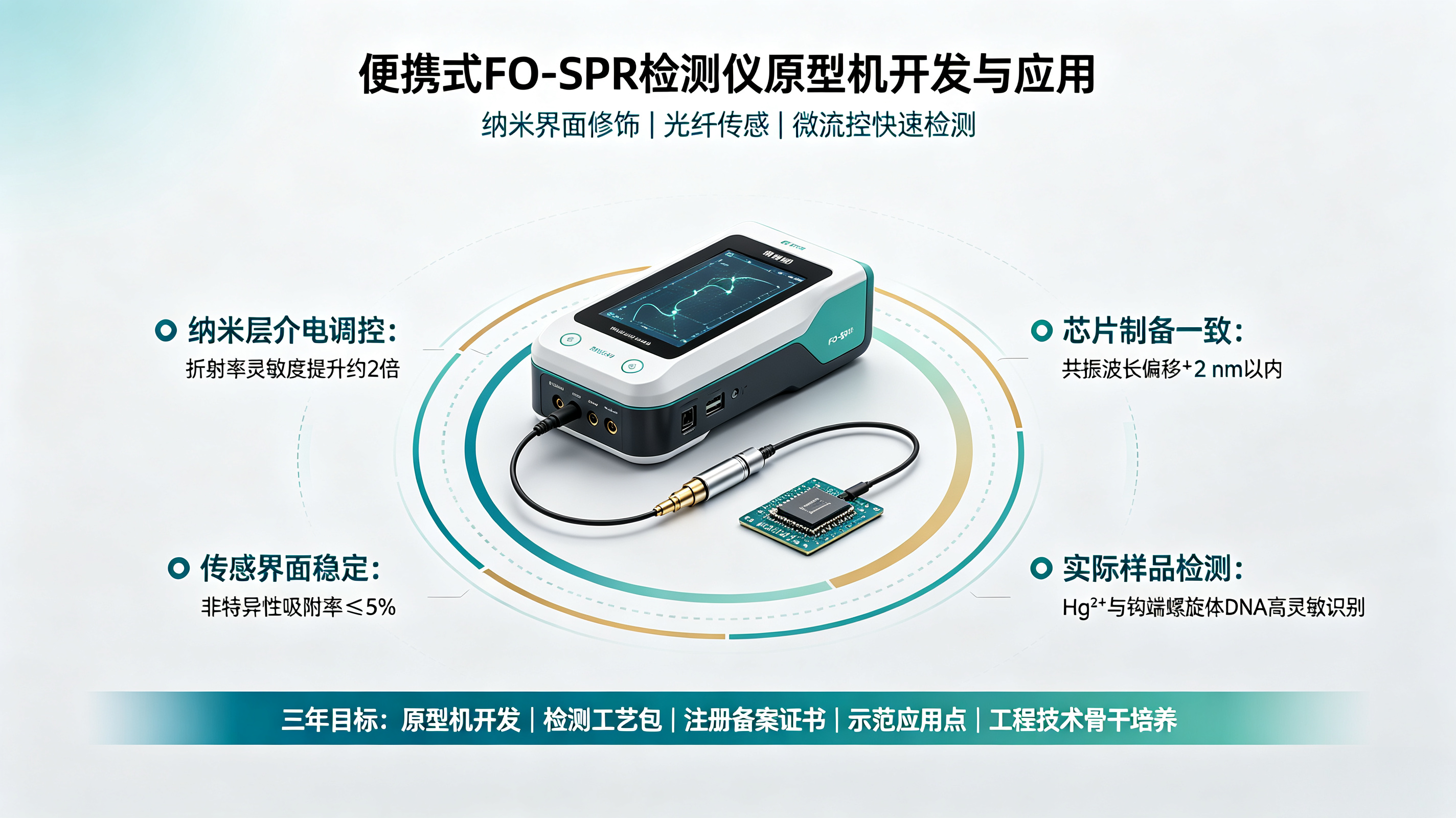 便携式光纤表面等离子体共振传感器的开发及在水体重金属与病原体检测中的应用