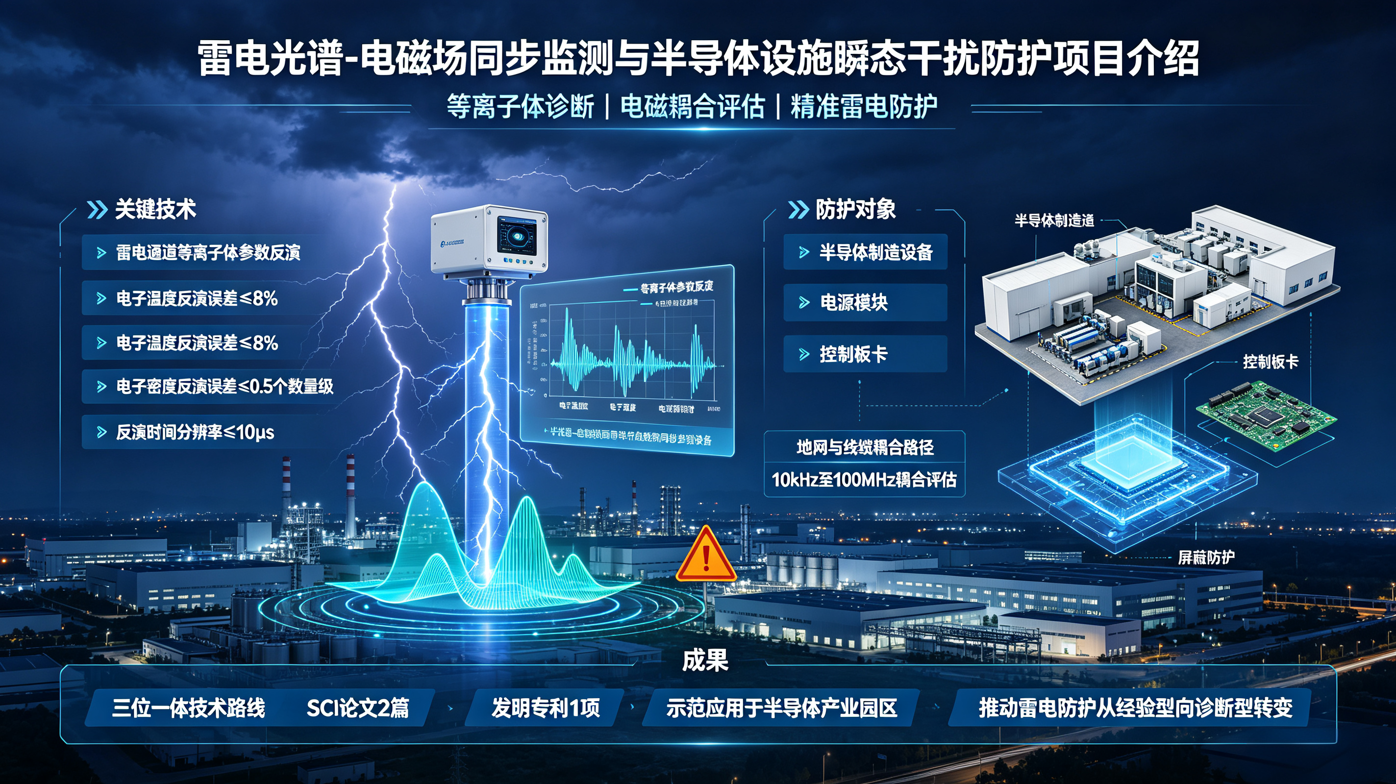 雷电等离子体光谱-电磁场同步监测系统开发及半导体设施瞬态干扰防护应用